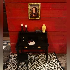 Black Miniature Desk with Chair and Accessories